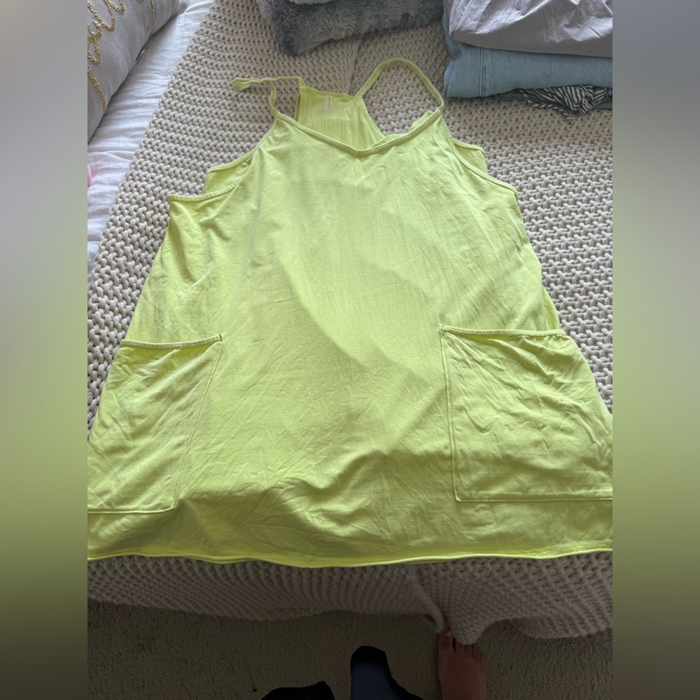 Viral Free People Hot Shot Mini Dress- - XL- worn once- SOUR CITRUS is the color